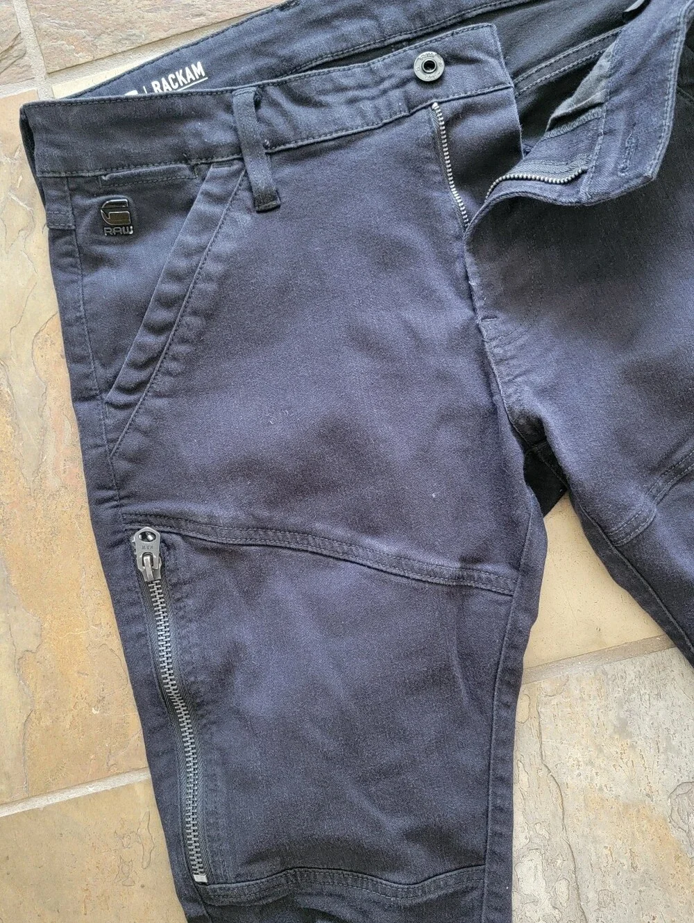 G-Star RACKAM DC Zip Men’s Skinny Jeans in Black Stretch MOTO 33/34